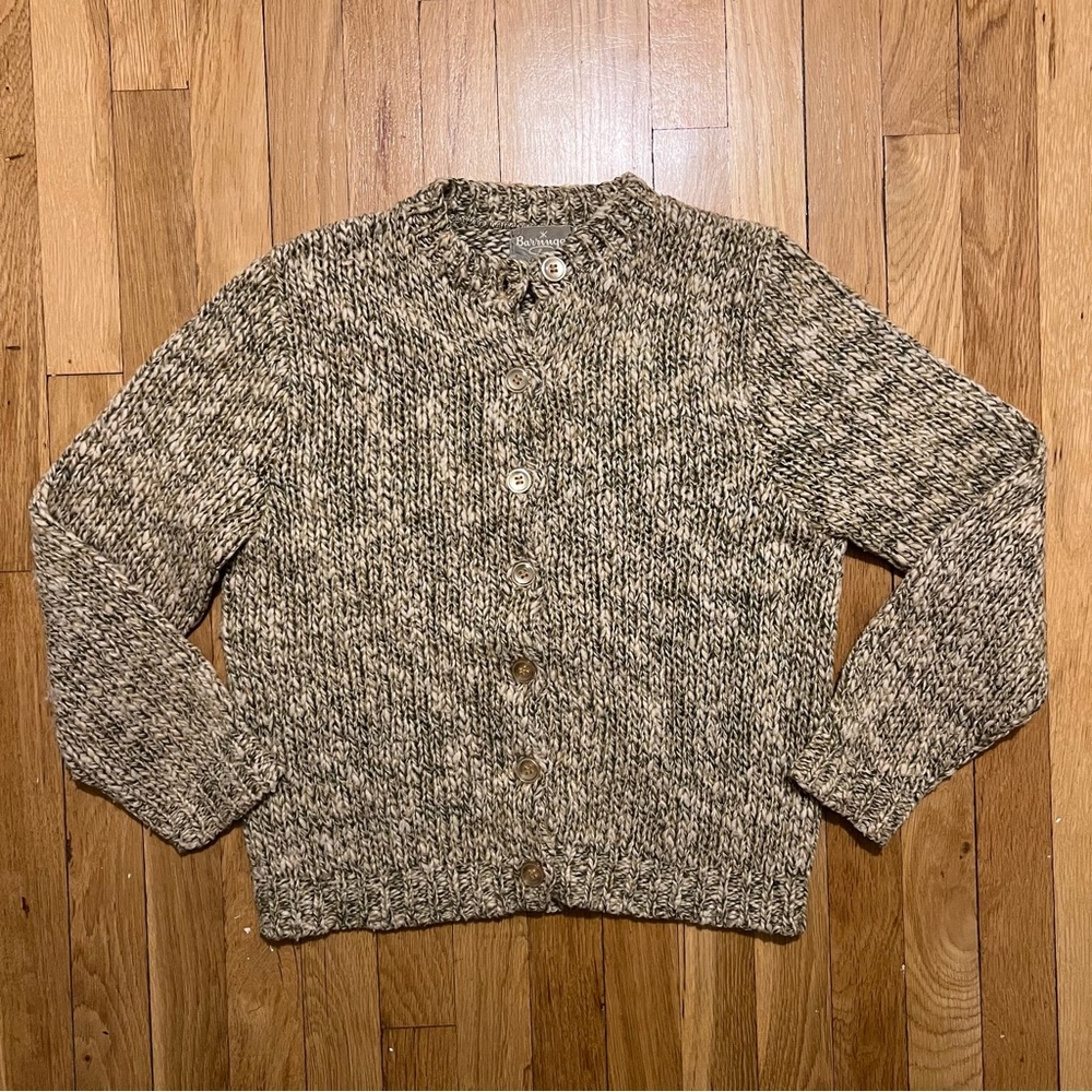 Barringer Vintage Womens Button Up Cable Knit Sweater Medium Gray